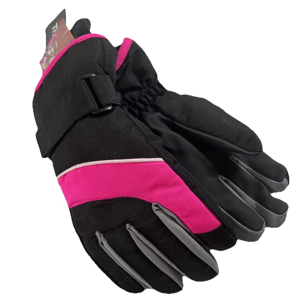 3M Thinsulate Kids SMALL Ski Gloves Unisex Cold BLACK Pink insulated Waterproof